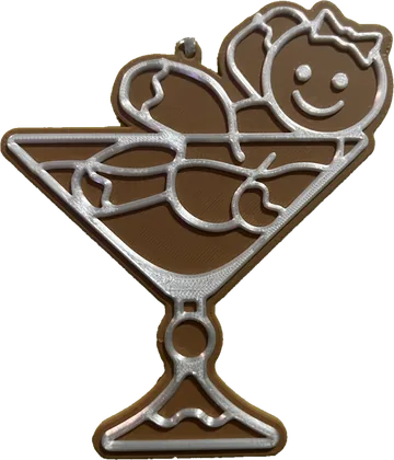 Gingerbread girl in a martini glass ornament